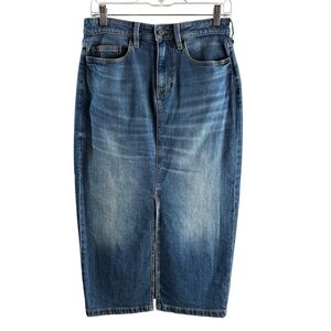 LANDS END SIZE 4 BLUE CLASSIC MIDI DENIM JEAN SKIRT $69